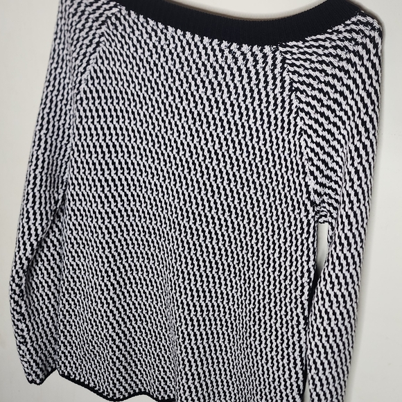 LOFT Black and White Button-Detail Sweater - Picture 3 of 3